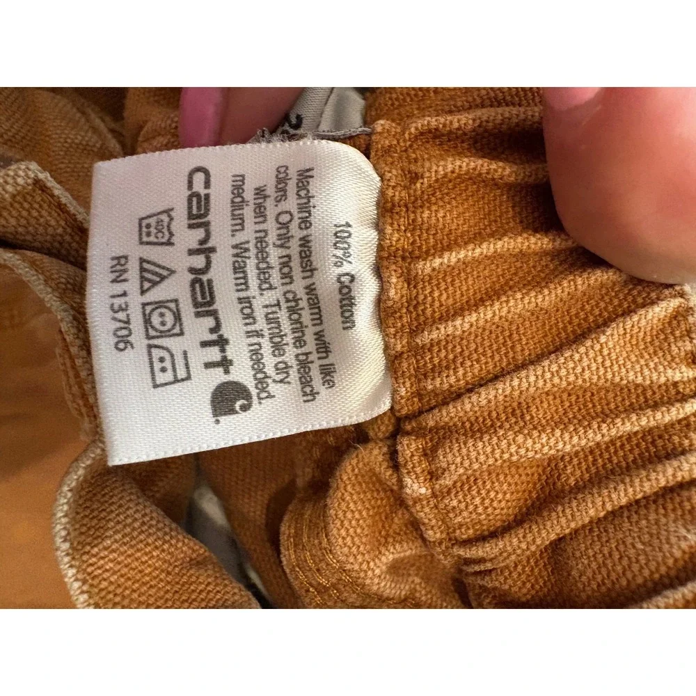 Carhartt Kids 24M Brown Canvas Duck Work Pants Elastic Waist Utility Trousers